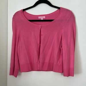 Pink Cropped Lilly Pulitzer Cardigan Sweater